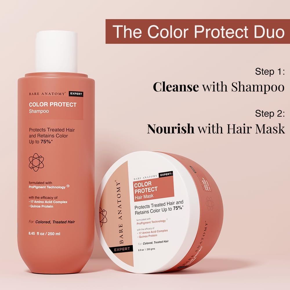 Bare Anatomy Bare Anatomy Hair Colour Protect Shampoo | Retains Colour Upto 8 Weeks | Repairs Damage With Amino Acid & Quinoa Protein | Sulphate & Paraben Free | For Dry & Frizzy Coloured Hair 8.8 Floz
