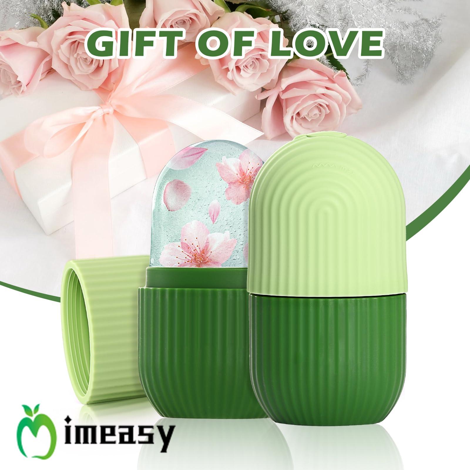 IMEASY IMEASY Ice Roller for Face and Eye, Ice Face Roller,Facial Beauty Ice Roller Skin Care Tools, Ice Facial Cube, Gua Sha Face Massage, Silicone Ice Mold for Face Beauty (Green)