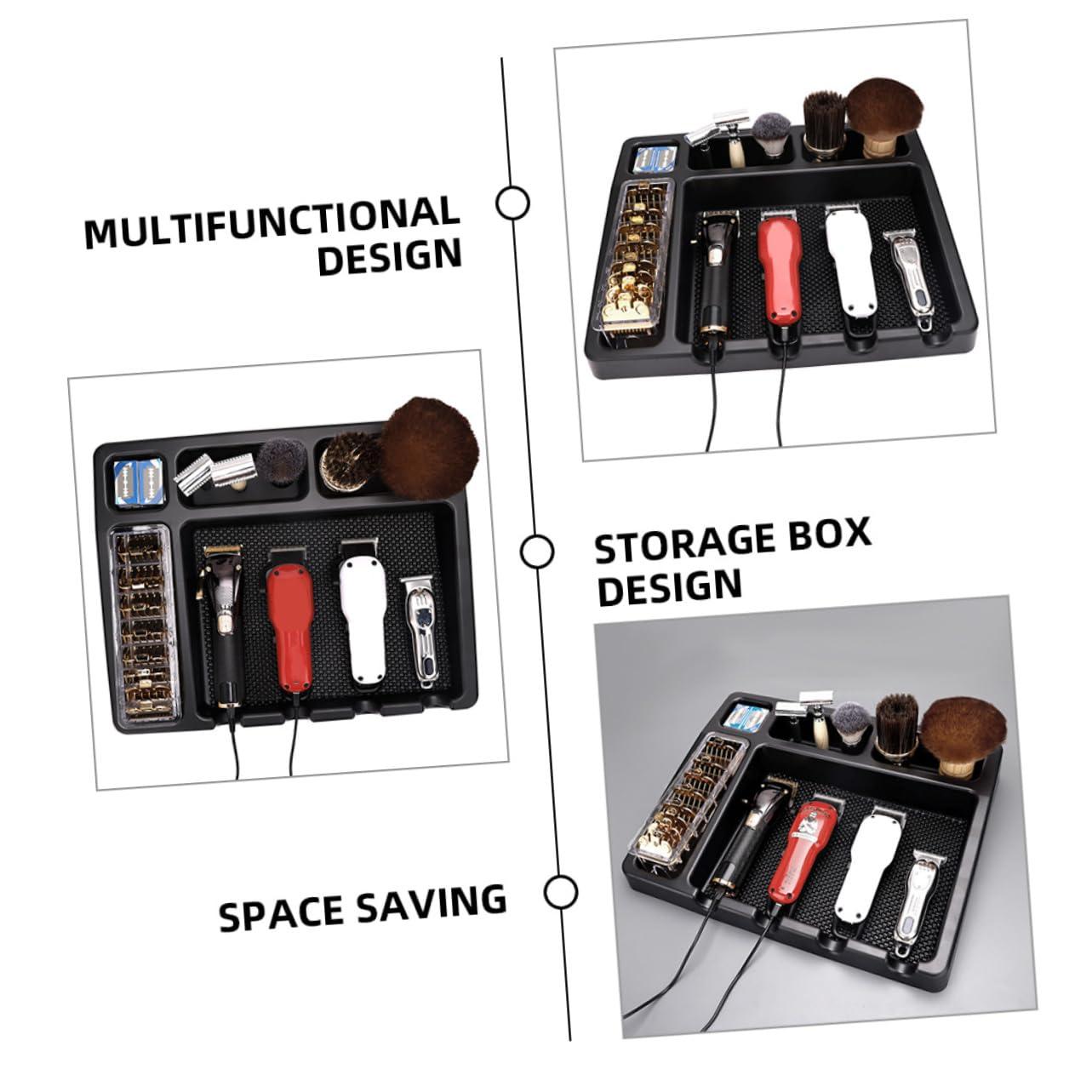 FOYTOKI FOYTOKI Hair Clipper Storage Rack Barber Liners Hair Tool Organizer Shaver Salon Clippers Organizer Tray Trimmers Razor Cavitation Machine Clippers for Men Foil Black Abs