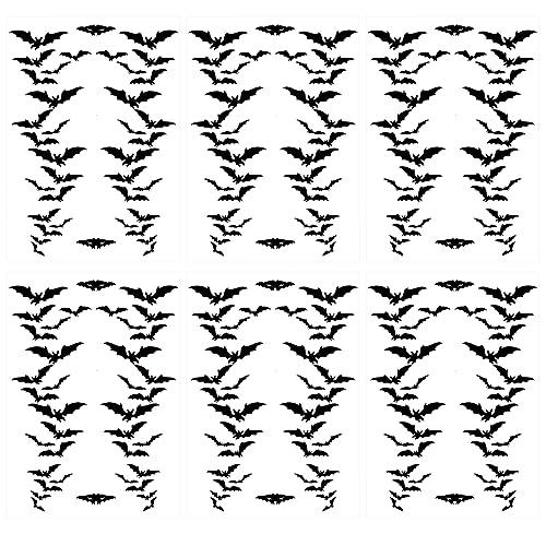 Kotbs Bat Tattoos, 6-Pack Black Flying Bats Halloween Temporary Tattoo for Women Men Adults Kids Art Makeup Cosplay Festivals Parties