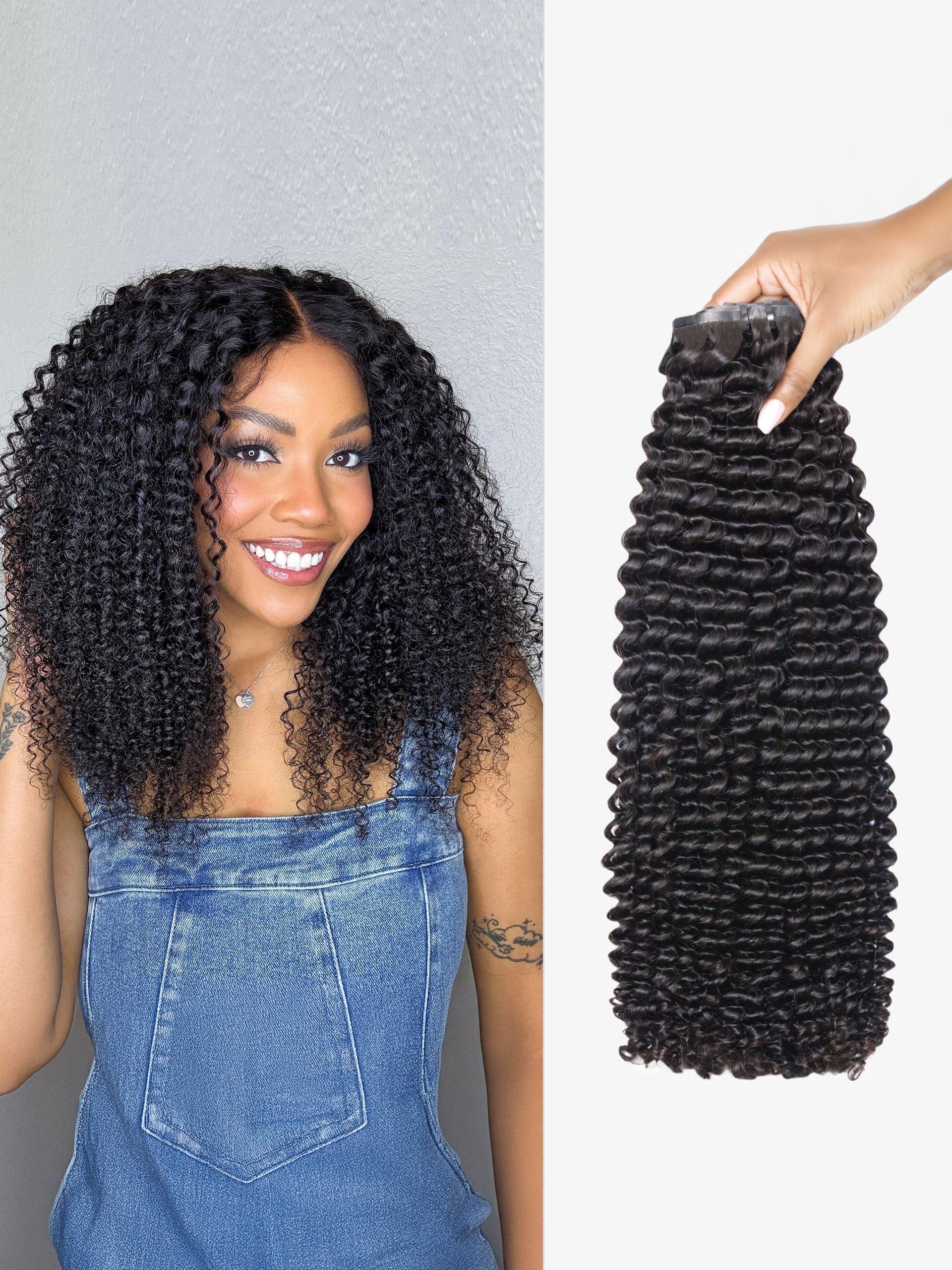 LUVME LUVME Curly Clip in Hair Extensions 24 Inch 135g 7pcs Seamless Clip in Hair Extensions Human Hair Kinky Curly Clip Ins for Women