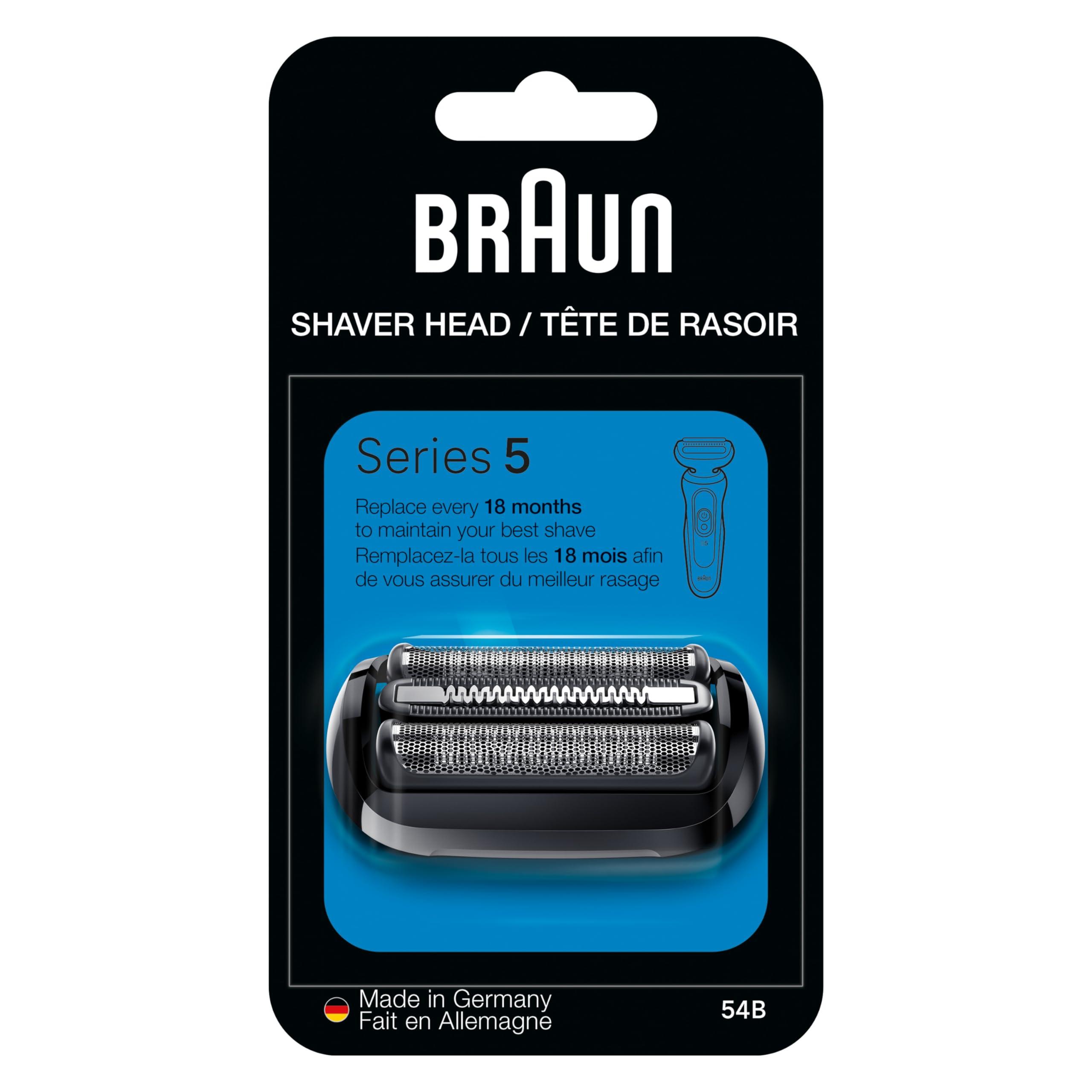 Braun Braun Series 5 Electric Shaver Replacement Head, Easily Attach Your Shaver Head for a Shave as efficient as Day one, Compatible with New Generation Series 5 Shavers, 54B, Black
