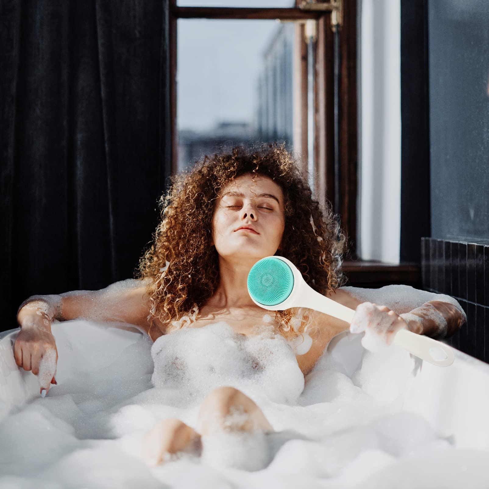 SUPVOX 1 Set Electric Shower Brush Loofah Scrubber Body Exfoliating Scrubber Body Brush Exfoliating Body Scrubber Electric Scrubber Body Scrub Brush Shower Body Scrubber White