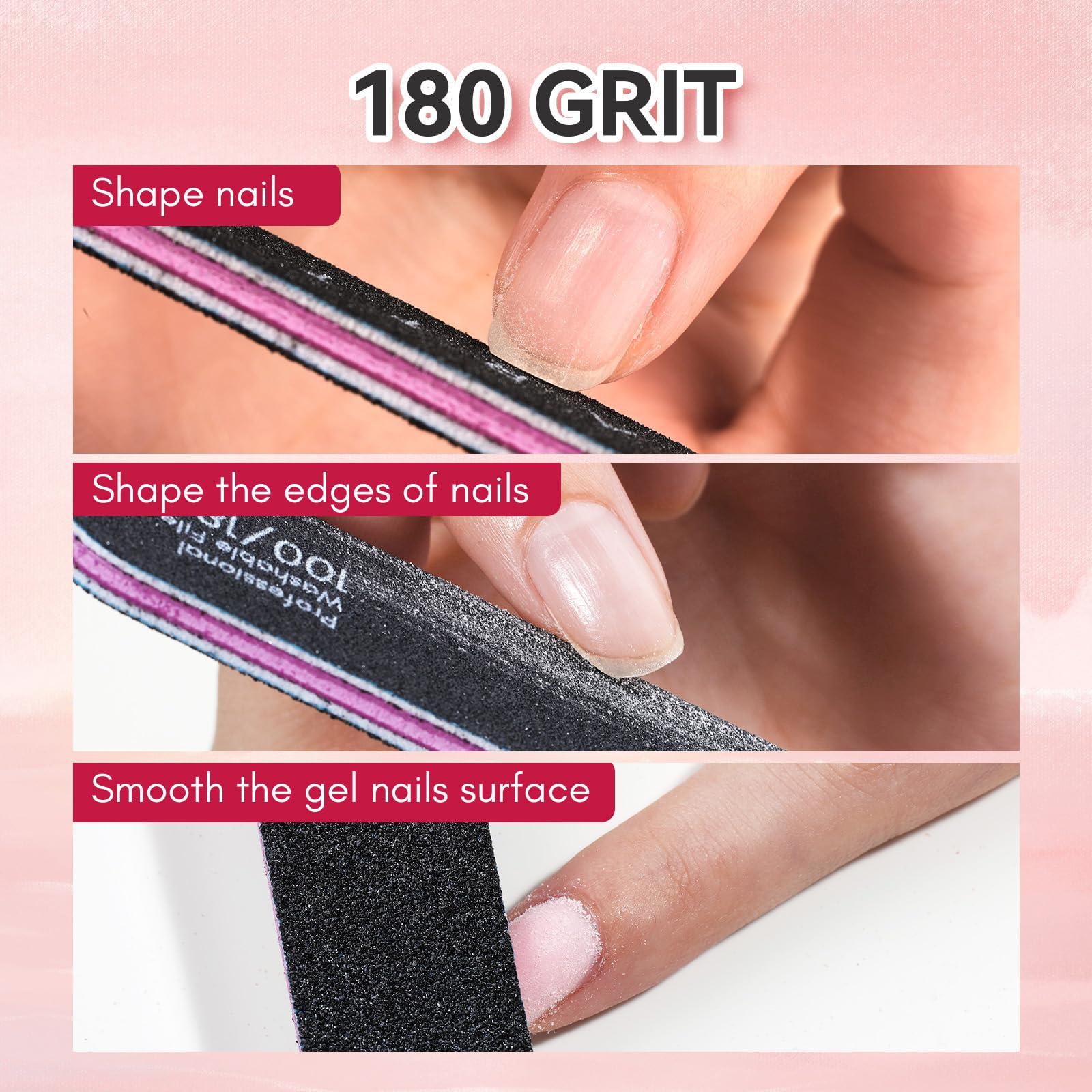 Makartt Makartt Nail File 100 180 Grit Emery Boards for Nails 10pcs Black Nail Files Professional Washable Doubled Sides Nail File Kit for Natural Acrylic Nails Coarse for DIY Salon Use