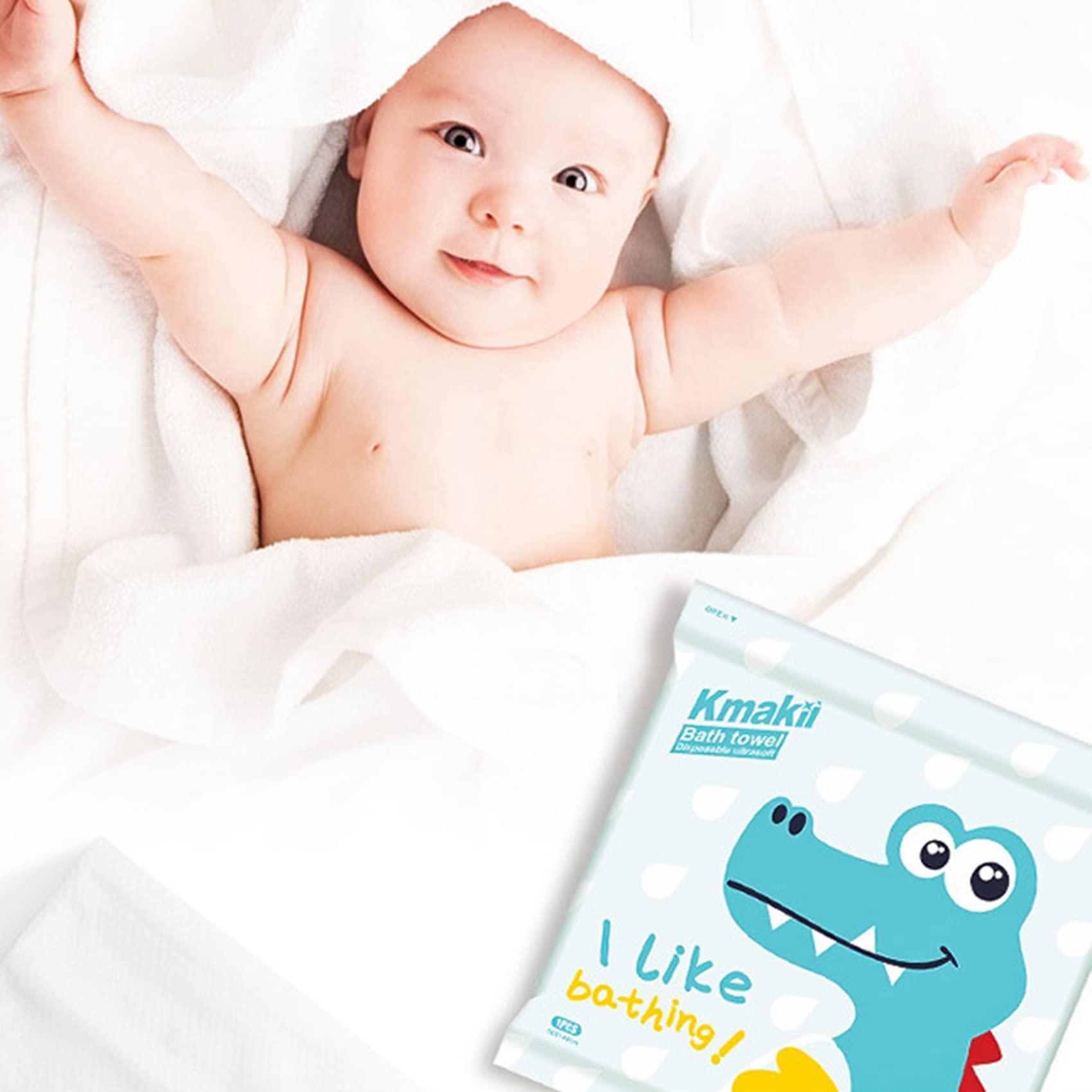 KMAKII KMAKII Disposable Bath Towels Camping Towel Gym Towel Soft Thick and Absorbent Shower Towels for Travel, Hotel, Spa, and Business Trip, White, Large Size 55 x 28 inch, Individually Packed, 12 Count