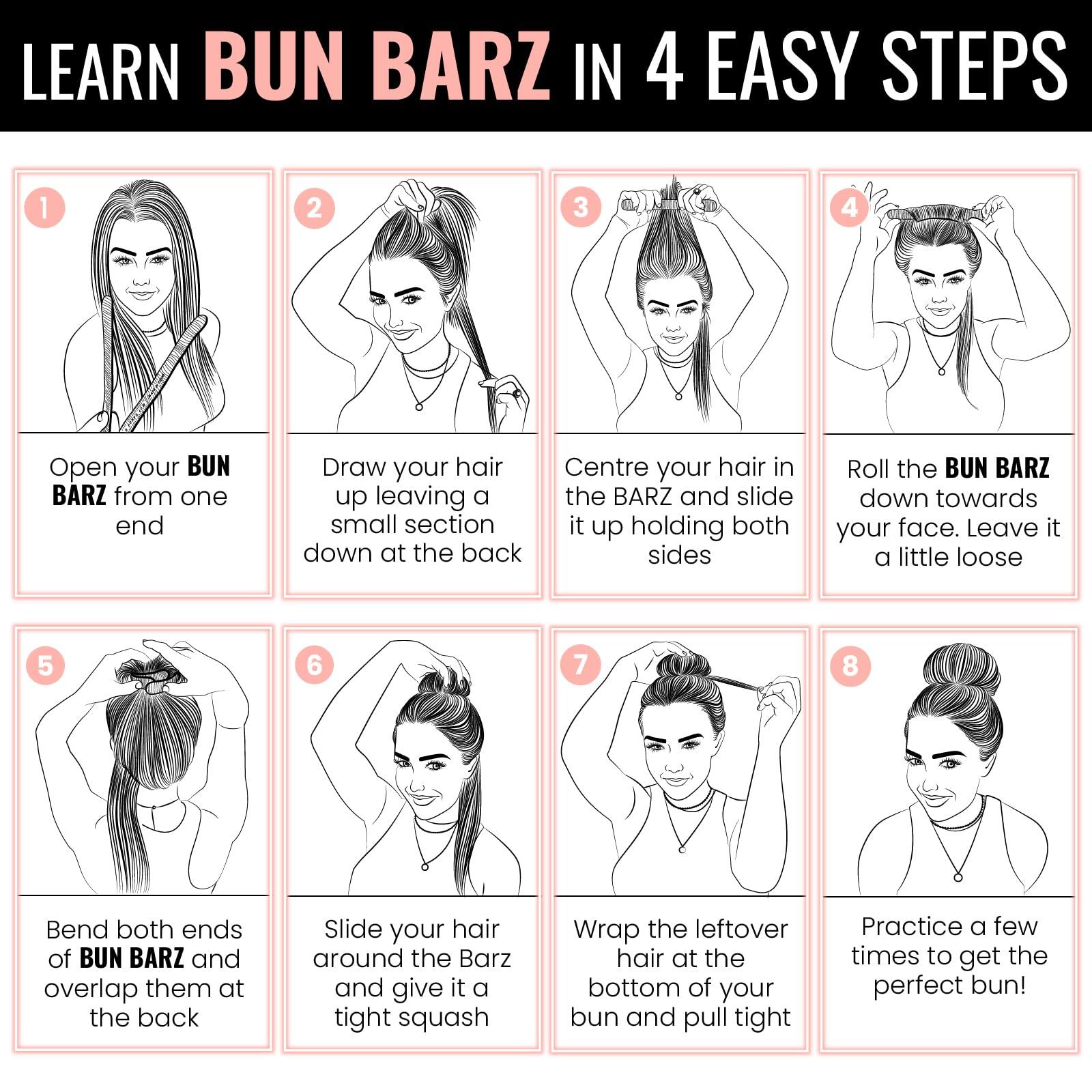 PONY-O PONY-O Ponytail Holder BUN BARZ - 2 Pack Original Patented No Damage Donut Bun Maker - Easy Hair Styling Accessory for Ponytails and Ballet Buns - Copper