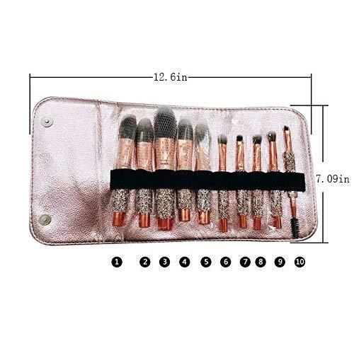 JMKJMJP JMKJMJP 10Pcs Luxury Makeup Brush Set Diamond Rivet Handle Design Crystal Makeup Brush For Face And Eye Makeup Brush Professional Foundation Concealer Eye Shadow Makeup Tool, Brown(Brown)