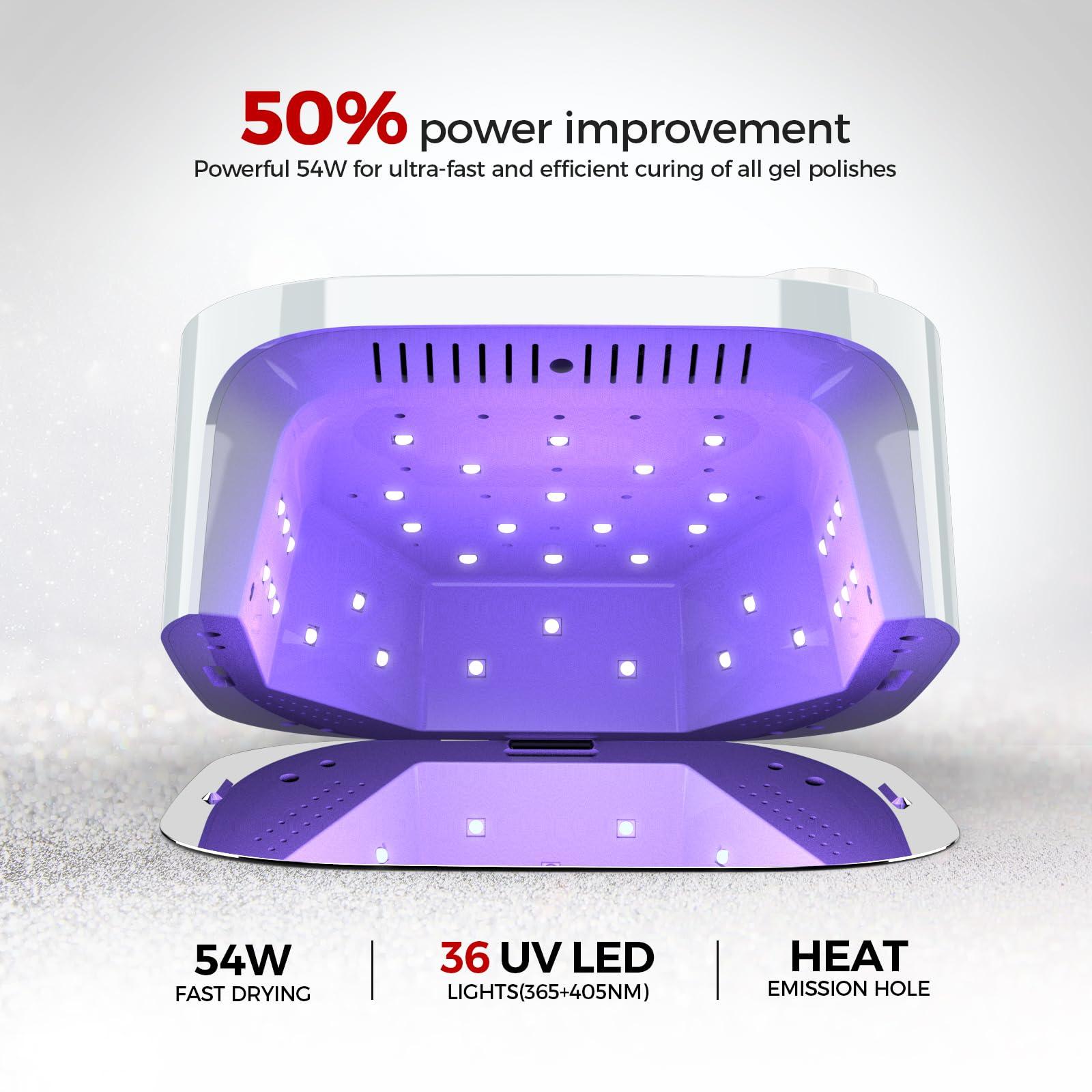 Belle Belle Professional Nail Drill Machine, Sparkly Electric Nail File for Acrylic Nails, UV LED Nail Lamp, 54W Rechargeable Cordless Sparkling Nail Dryer