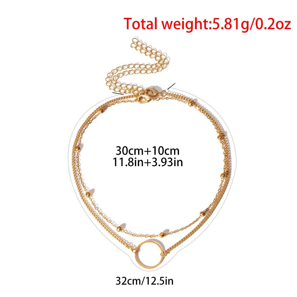 Doubnine DOUBNINE Dainty Necklace Ring Layered Choker Sets Boho Simple Everyday Jewelry Women Fashion
