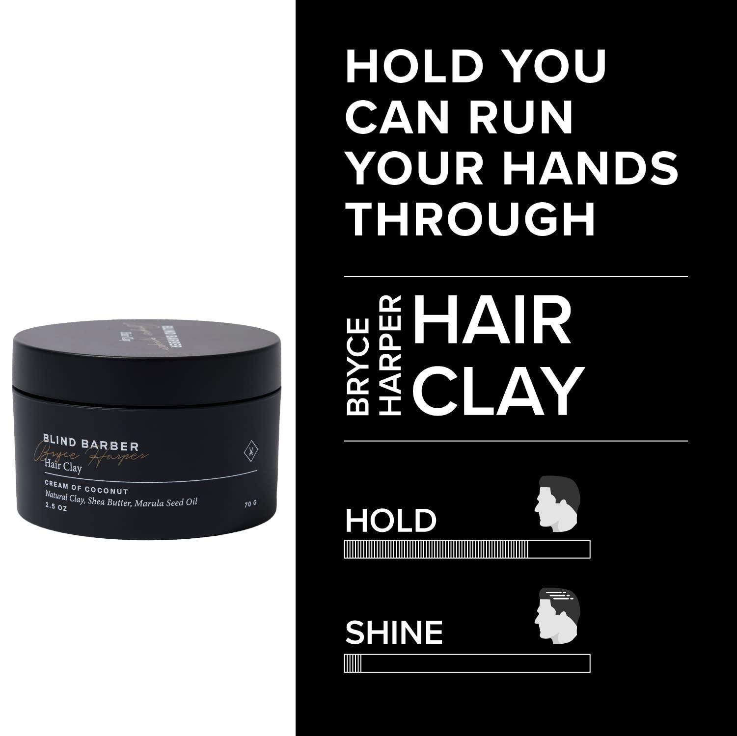 Blind Barber Blind Barber Bryce Harper Hair Clay for Men - Matte Water-Based Styling Product for Volume and Medium to Strong Hold (2.5 Oz)