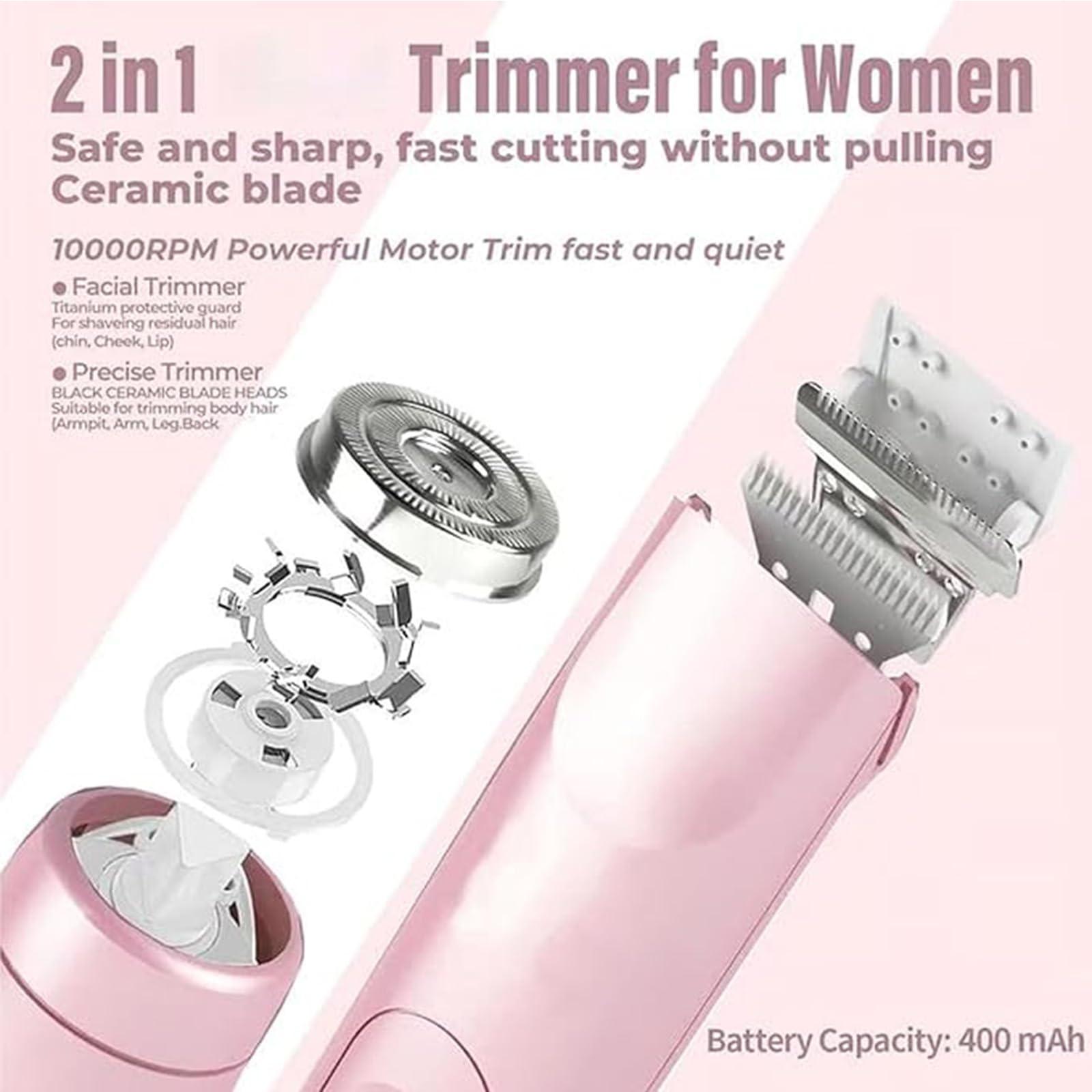 Yotfieot Dual Head Shaver Women, Dual Head Electric Shaver for Women,2 in 1 Women Electric Shaver Dual Head, Intimate Dual Head Shaver Women, Ipx7 Waterproof Rechargeable, for Armpit, Legs, Arms (2)