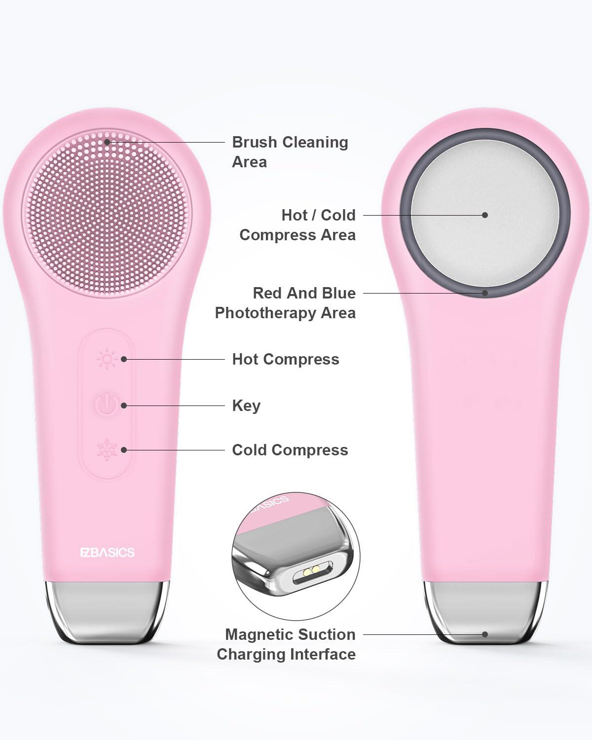 EZBASICS EZBASICS Facial Steamer Blue Bundle with Facial Cleansing Brush Pink