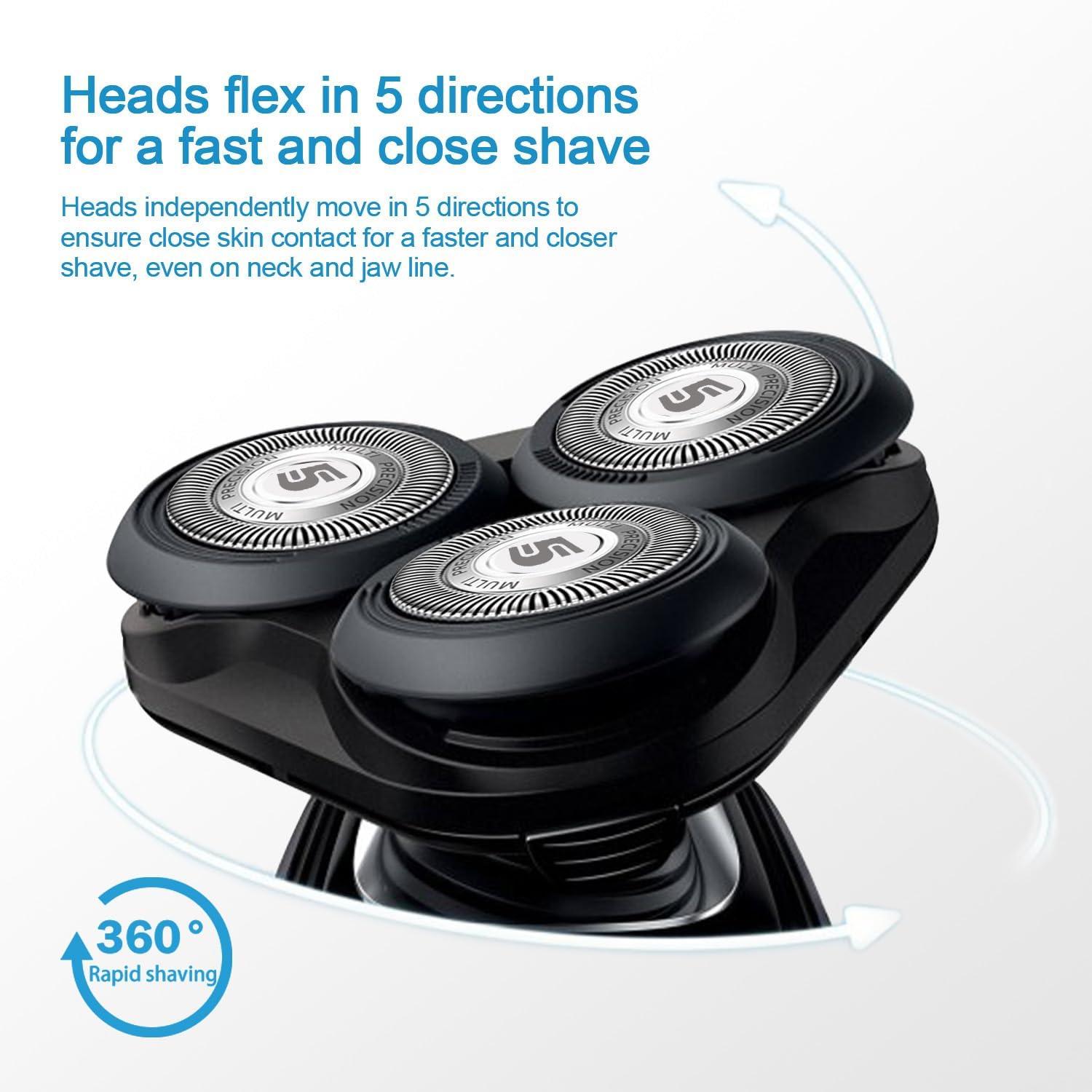 innobeaut SH50 Replacement Blades Compatible with Philips Aquatec Shaver, 5000 Shavers Series, 6-pc Blades with Retaining Rings