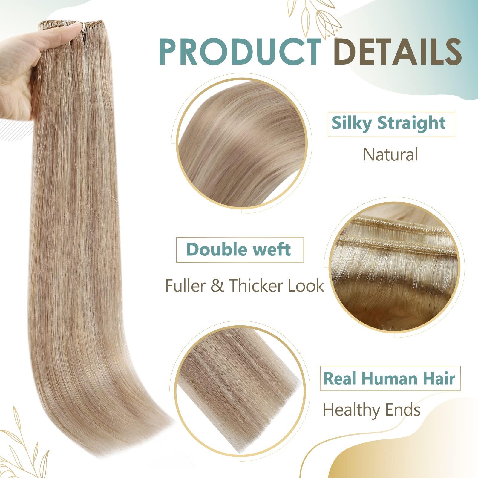 Full Shine Full Shine Highlight Blonde Tape in Hair Color 18/613 Tape in Hair And Weft Hair Extensions 18 Inch And 16 Inch