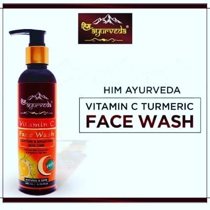 HIM AYURVEDA HIM AYURVEDA VITAMIN C FACE WASH ERICHED WITH LEMON, HONEY,PAPAYA,TURMERIC, ALOE VERA AND KASHMIRI SAFFRON - NO PARABENS, SULPHATE, SILICONES, 200ML