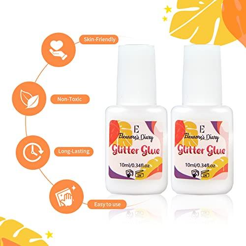 Eleanore\'s Diary Body Glue for Glitter Tattoos, Eleanore\'s Diary 10ml*2 Art Glitter Glue, Odourless & Non Toxic, Skin Glue for Chunky Glitter Makeup, Beach Parties, Carnival, Christmas, Cosplay, Halloween, Gemstones