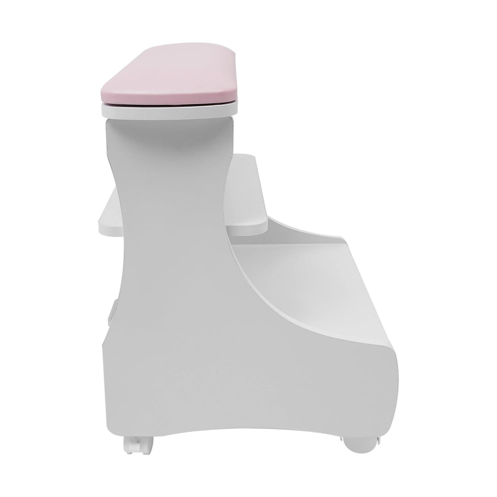 Dlinanta Pedicure Foot Rest Stand, PU Leather Home Beauty Footrest Manicure Foot Rest with Wheels for Nail Pedicure Beauty SPA Pedicure Foot Stool Stand