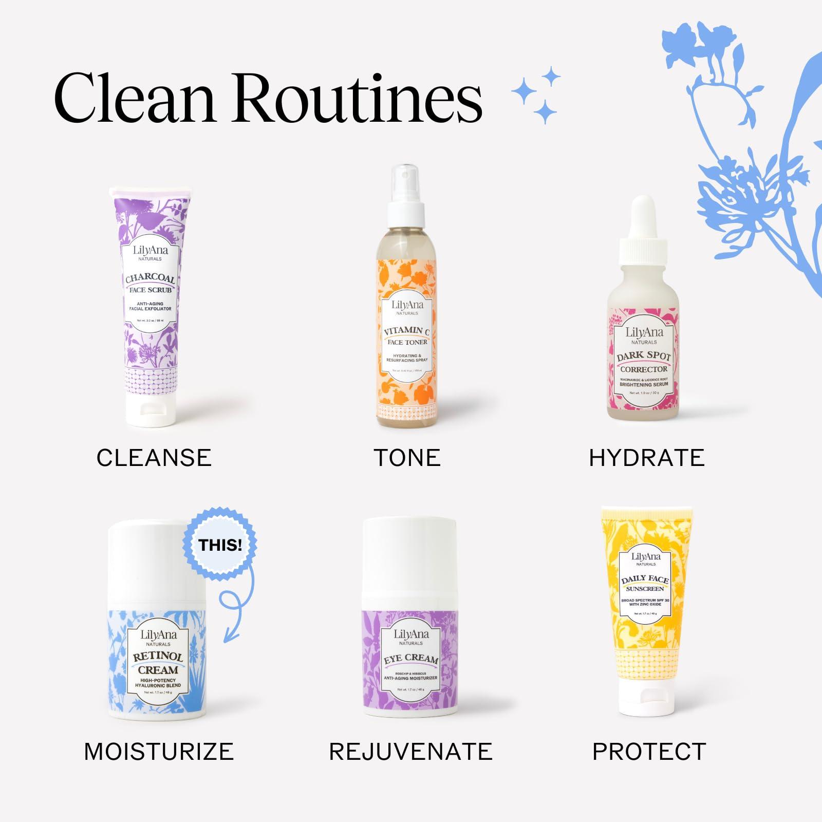 LilyAna Naturals LilyAna Naturals Retinol Cream - Anti-Aging Moisturizer for Face & Neck, Made in USA, Wrinkle Reduction - 1.7oz, 2 Pack