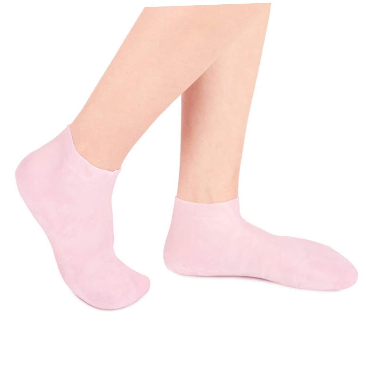 WOONEKY WOONEKY 1 Set Hydrating Sock Gloves Foot Care Socks Moisturizing Soften Socks Exfoliating Gloves Sock Spa Socks Gloves Cracked Foot Socks Full Finger Waterproof Gloves Gel Pink Sebs
