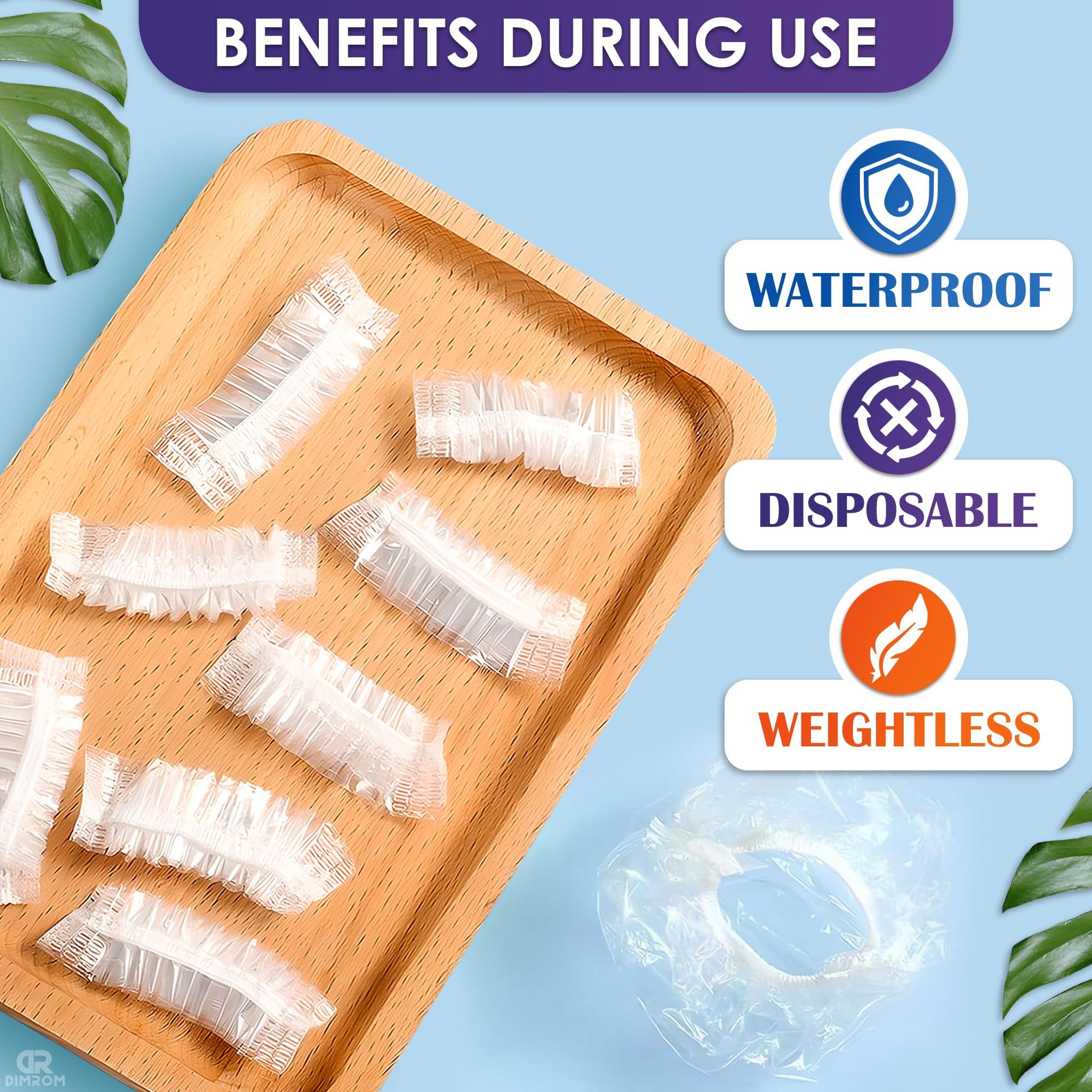 DIMROM 200 Pack Ear Covers for Shower - Disposable Ear Covers for Hair Dye Shower Ear Covers Ear Shower Caps for Adults - Ear Caps for Shower Plastic Ear Covers for Showering Waterproof Ear Covers for Shower