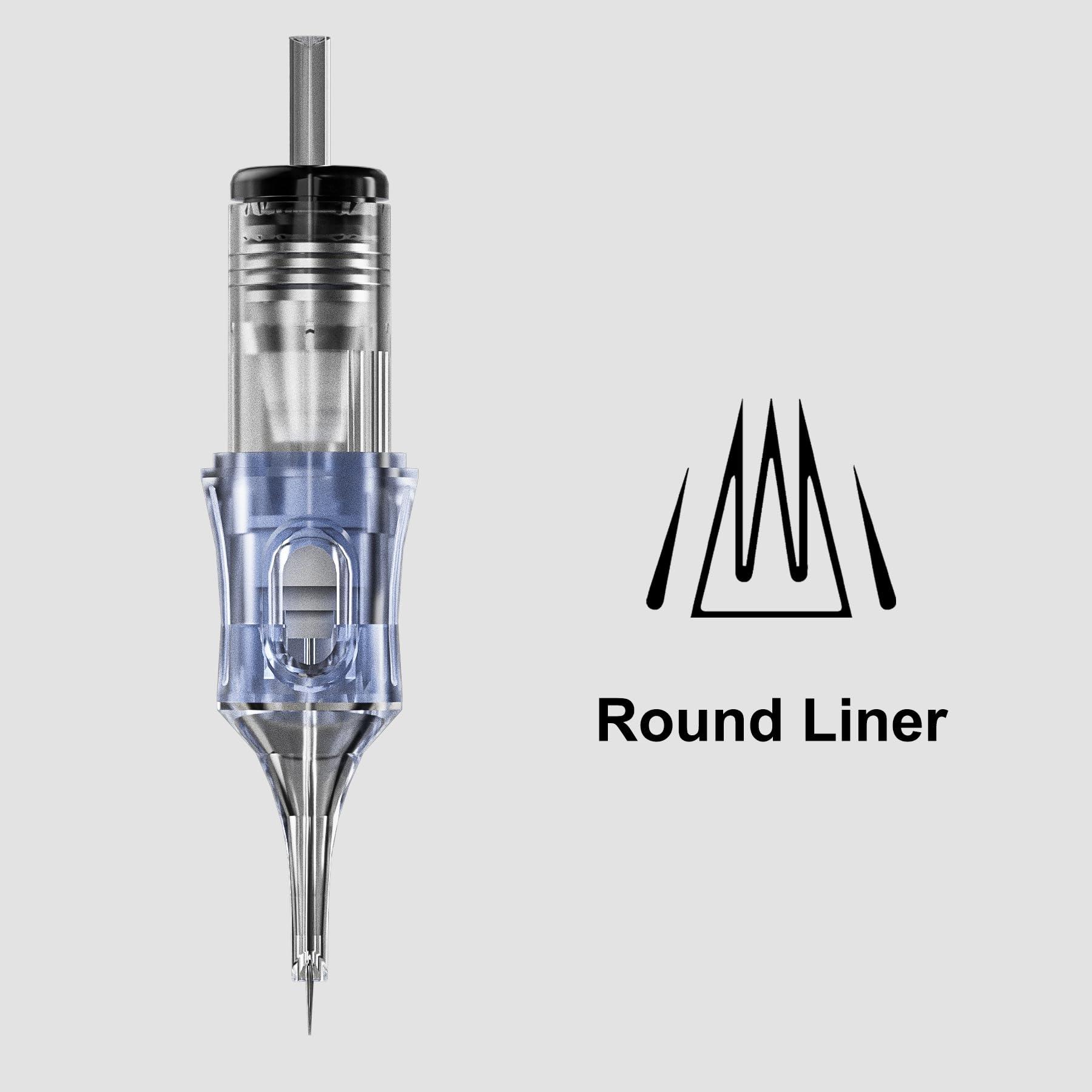 BRONC BRONC 50PCS Tattoo Cartridge Needles 1201RL - 1RL #12 Standard 0.35mm 1 Round Liner Disposable Tattoo Needles for Rotary Tattoo Machines