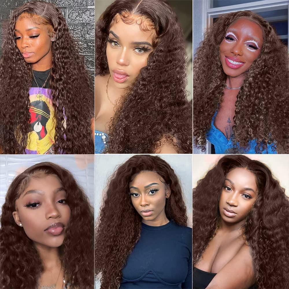 WuvuSnm Color #4 Bundles Brown Kinky Curly Human Hair Bundles Brazilian Unprocessed Virgin Hair 1 Bundle 28 Inch Light Brown Curly Bundles Human Hair Weave for Black Women Brown Bundles
