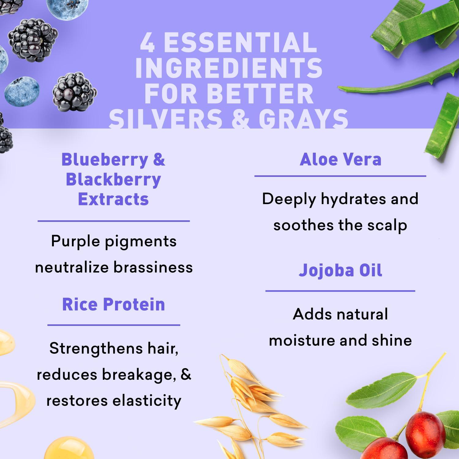 Just Nutritive Just Nutritive Gray & Silver Hair Care Essentials for Brighter, Healthier Locks, Neutralizes Brassiness, Prevents Yellowing, Deep Hydration and Strengthening 8oz. - 16oz. - 16oz.