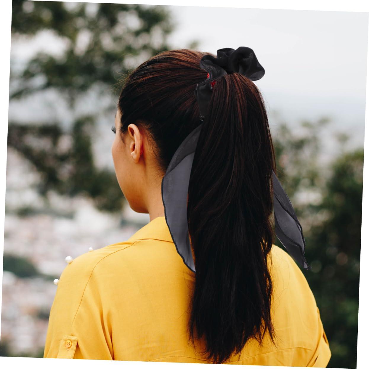 NOLITOY NOLITOY Chiffon Ponytail Scarf 6 Pcs Pigtails Hair Bands Satin Hair Tie Satin Scarf Hair Rings Ponytail Hair Bands Seamless Hair Bands Silk Stretchy Ponytail Ties Long Hair Ring Miss Elasticity Holder