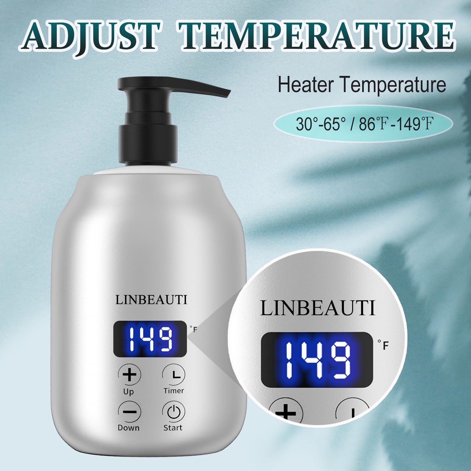 LINBEAUTI LINBEAUTI Massage Oil Warmer with Two Oil Bottle Dispenser, Lotion Bottle Warmer, Smart Touch Key Electric Warm Lotion Dispenser, Lube Gel Cream Warmer for Home Pro Salon Spa Massage (Silver)