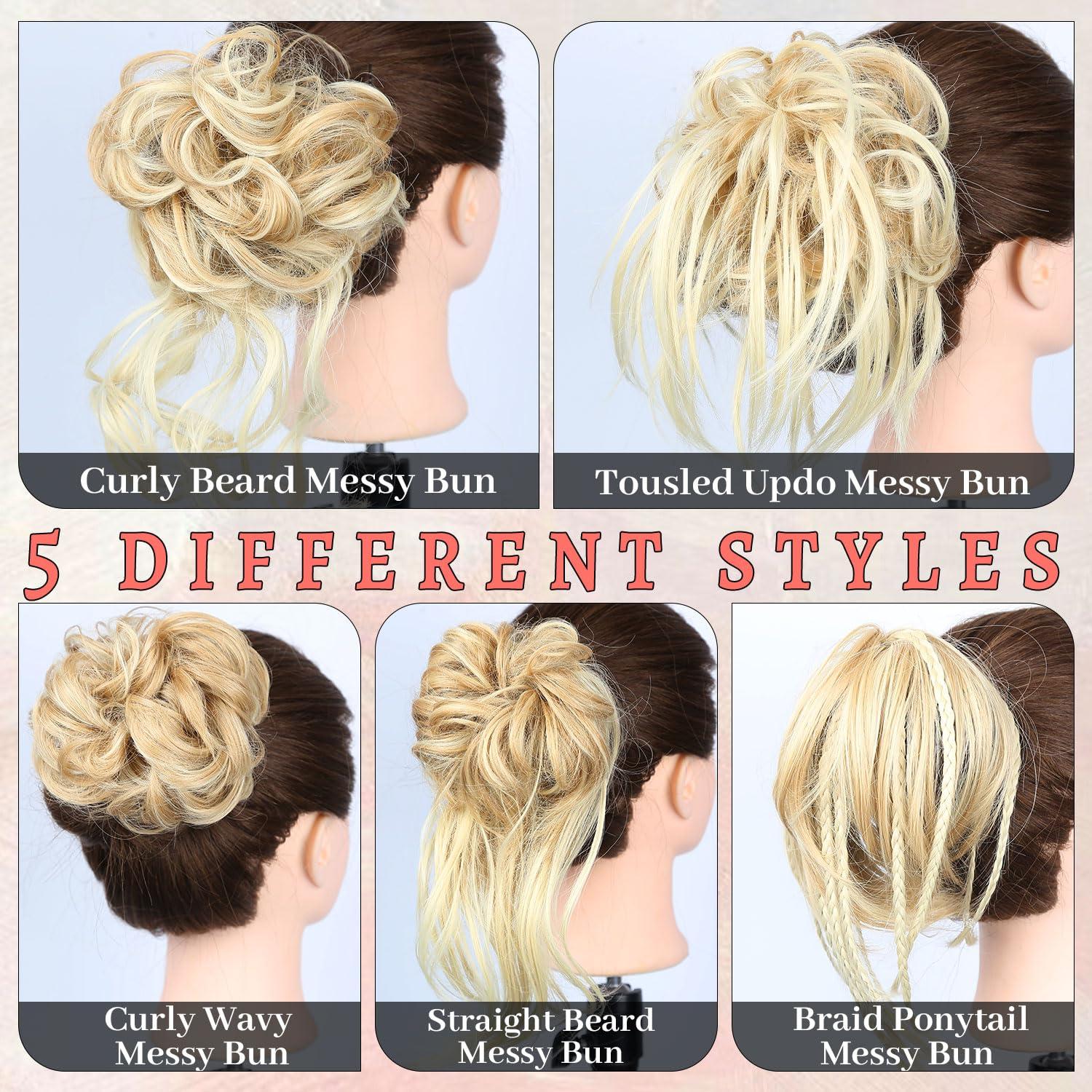 Elvirgel Elvirgel 5 PCS Messy Bun Hair Piece for Women Scrunchies Ponytail Extension with Elastic Rubber Band Hair Pieces for Updos Fake Hair Buns Hair Piece Accessories Set for Women(24H612#)