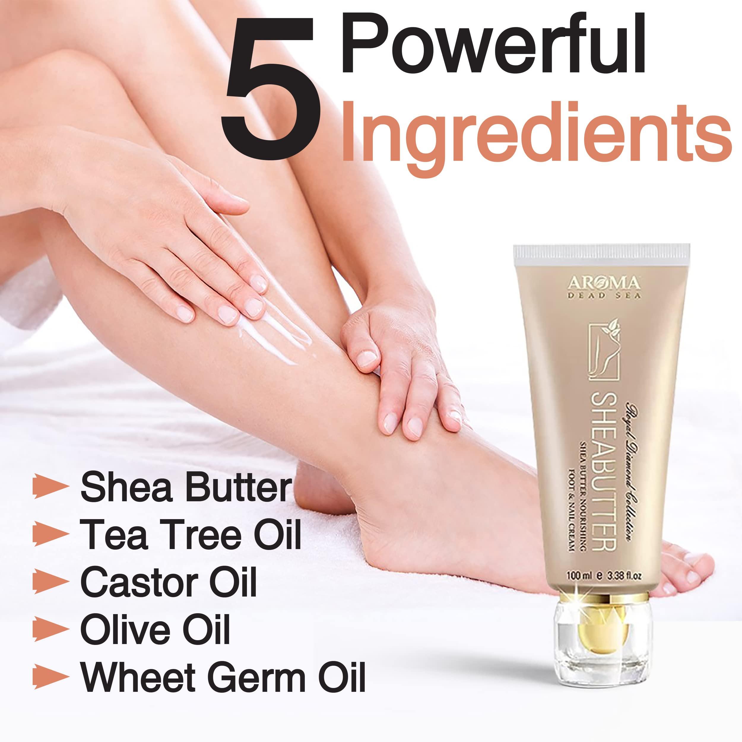 Aroma Dead Sea AROMA DEAD SEA Shea Butter Foot And Nail Cream Nourishing And Repair Damaged Skin. Enriched With Tea Tree Oil, Vitamin E And Wheat Germ Oil. Improves Skin Elasticity. (3.5 Fl.oz) (Pack Of 2)