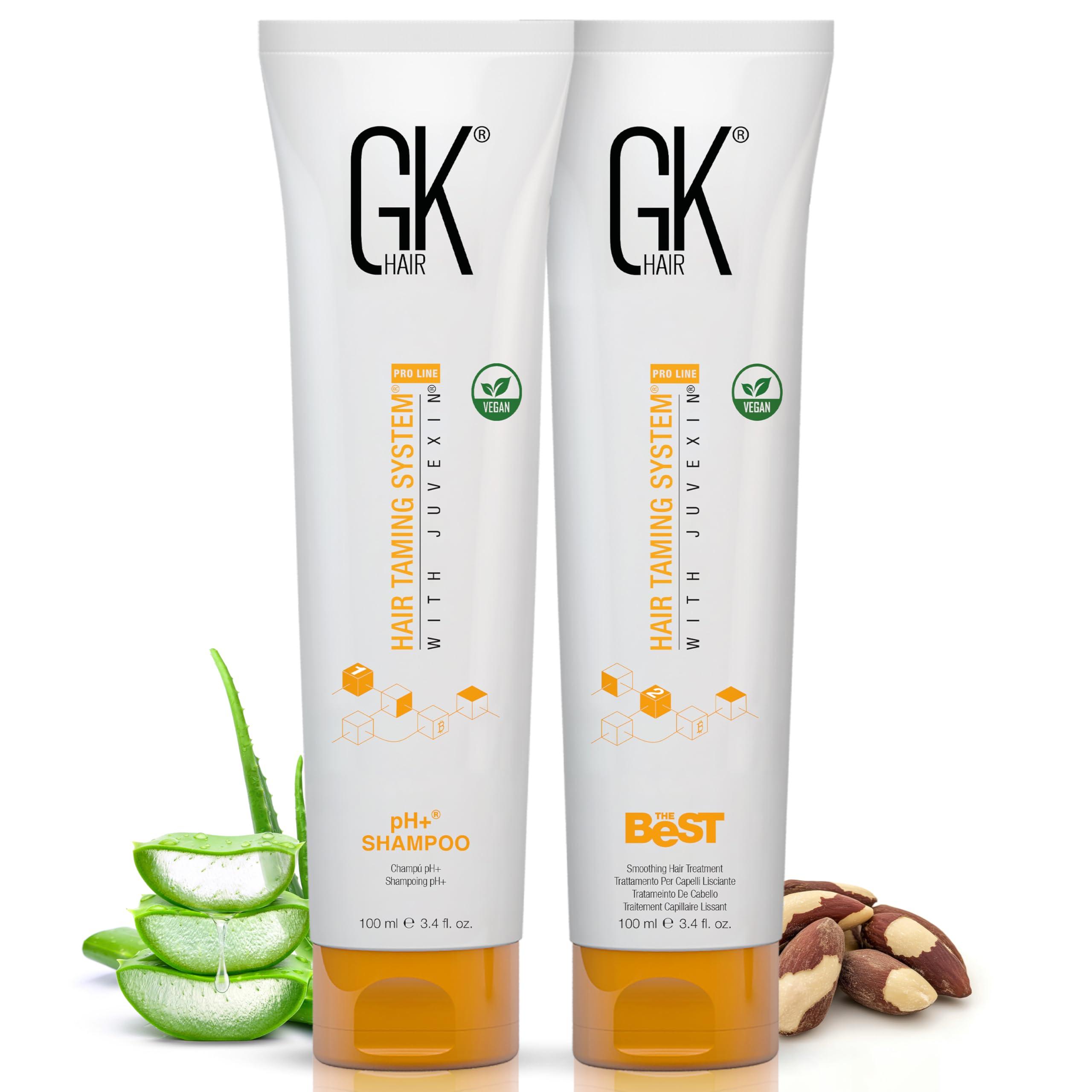 GK HAIR GK HAIR Global Keratin Professional Brazilian Keratin Hair Treatment Kit (100ml/3.4 Fl. Oz.) With PH shampoo- The Best Smoothing & Strengthening to make Hair Healthy - Formaldehyde free, Sulfate-free