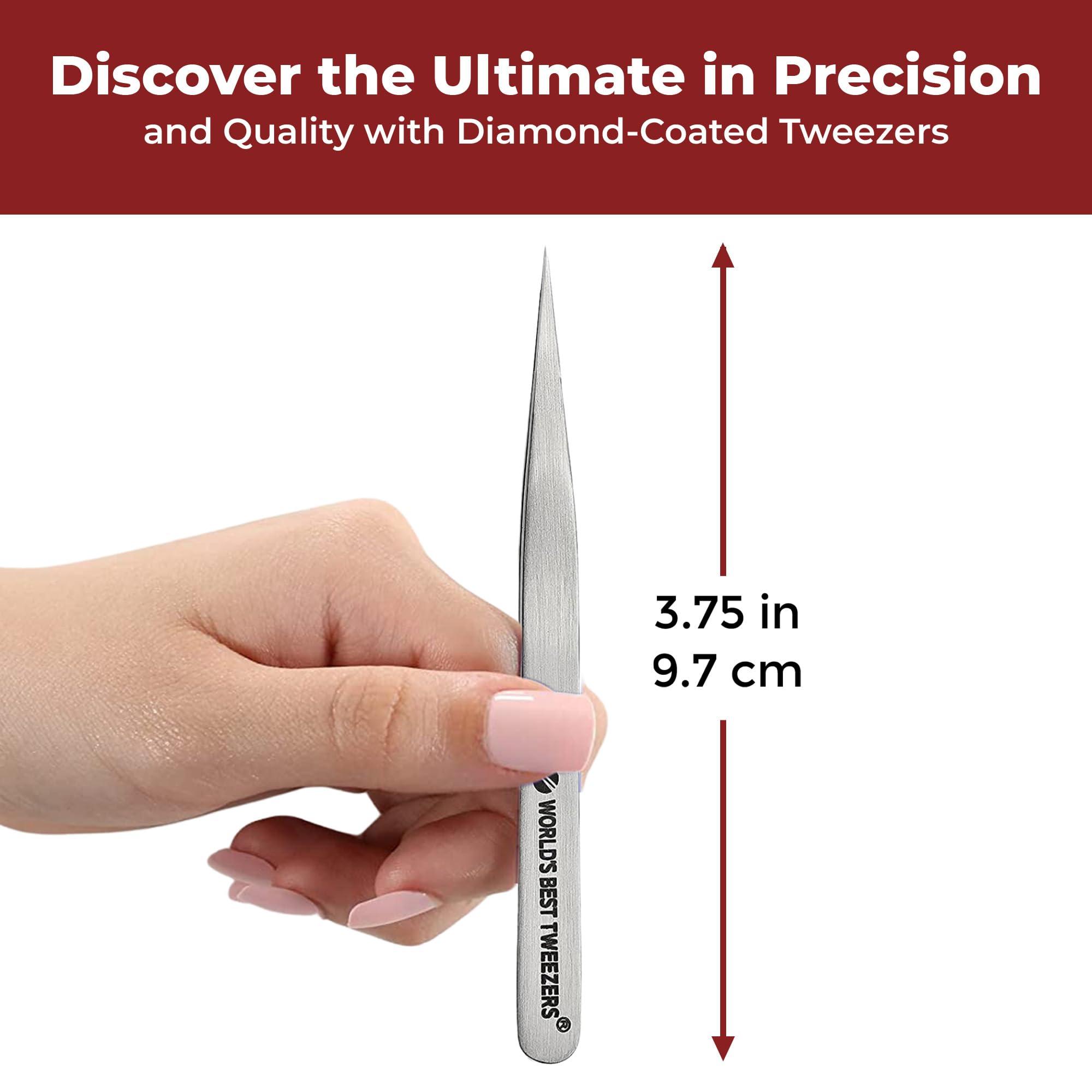 Regine Switzerland World\'s Best Tweezers Splinter Out Needle Nose Tweezers - High Precision Fine Point Stainless Steel Tweezers for Ingrown Hair, Ticks, Glass Removal - Diamond Tip Professional Tool for Face & Eyebrows