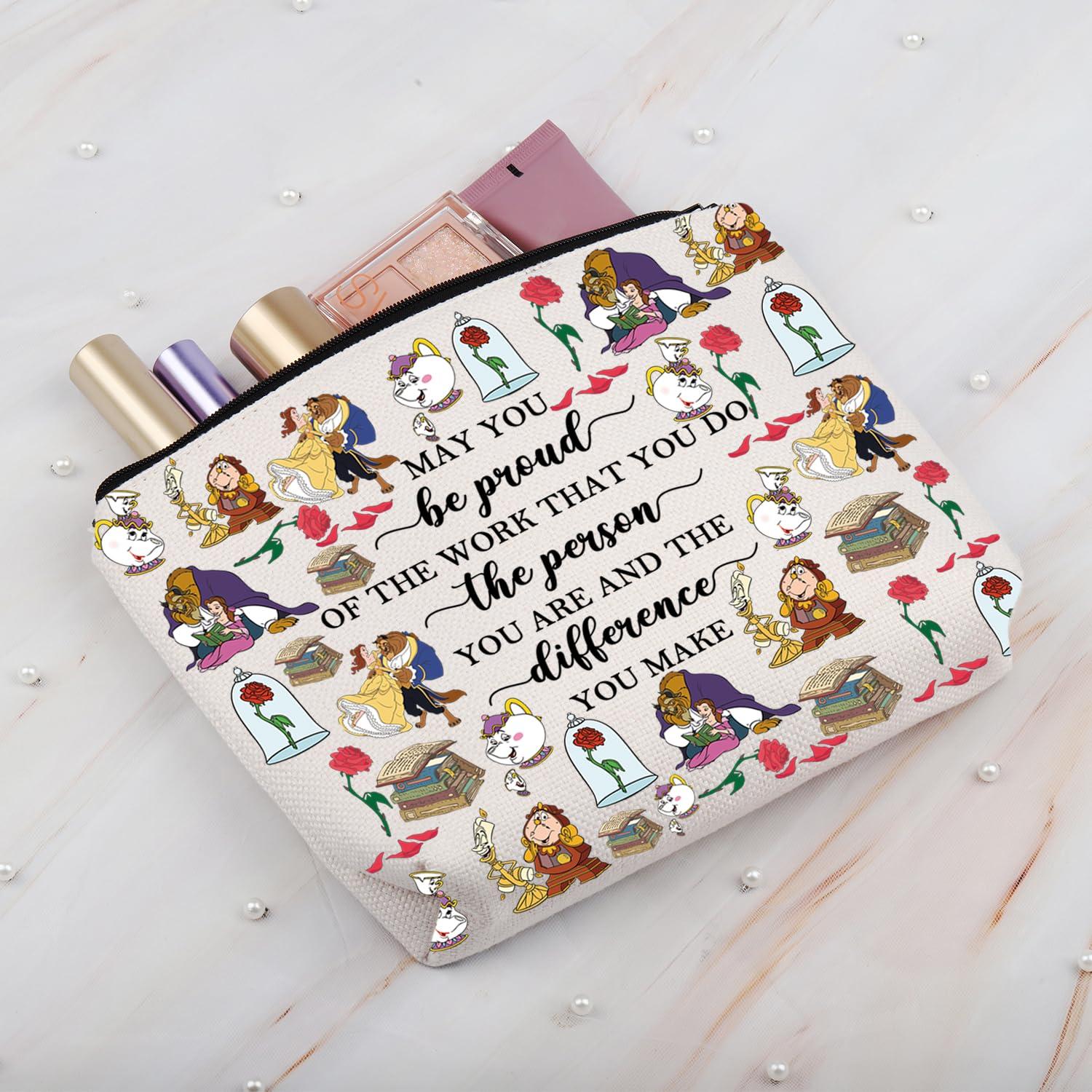 BDPWSS BDPWSS Beauty Beast Story Inspired Gift May You Be Proud Of The Work That You Do The Person You Are Princess Belle Makeup Bag (Be proud beauty bag)