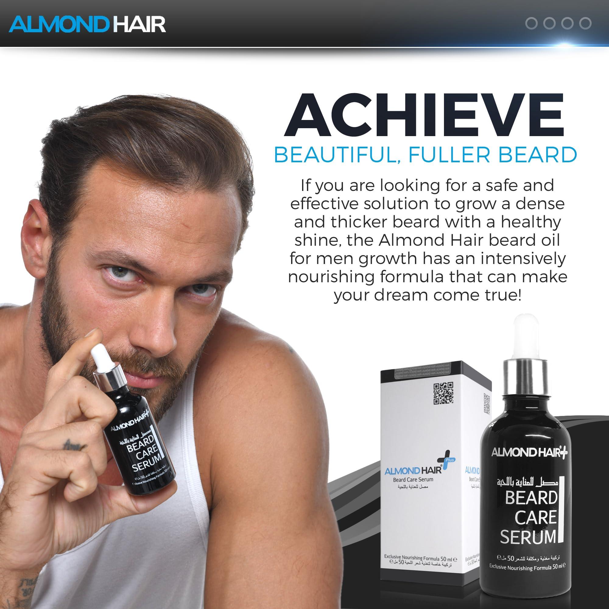 almond hair Almond Beard Serum for Men  50ml Professional Beard Growth Oil  Natural Hair and Beard Care with Biotin for Nourishment and Thicker, Fuller Growth (1 Pack)