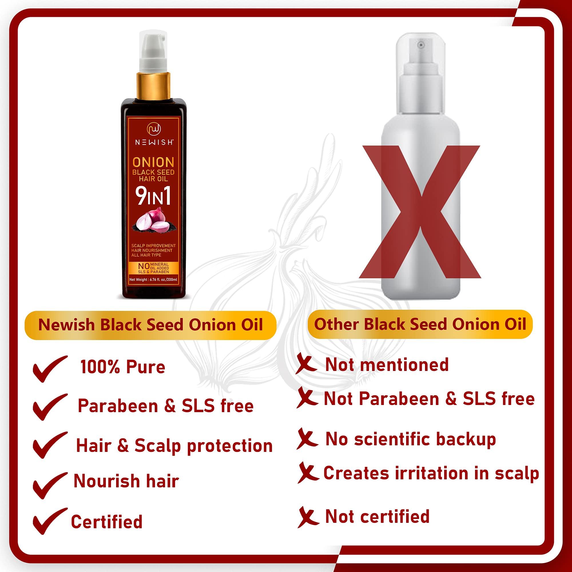 Newish Newish Black Seed Onion Oil for Hair Regrowth and Care, With Castor, Almond, Sunflower, Methi & Jojoba Oils for Shiny Hair (200 ml)