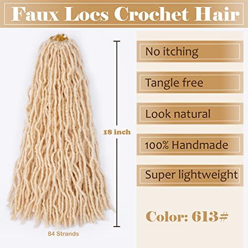 Love ORNAN Blonde Faux Locs Crochet Hair Soft Locs 18 inch 7 Packs Short Pre Looped Crochet Locs Goddess Locs Crochet Hair For Black Women Braiding Hair Extensions (18 Inch (Pack of 7), 613#)