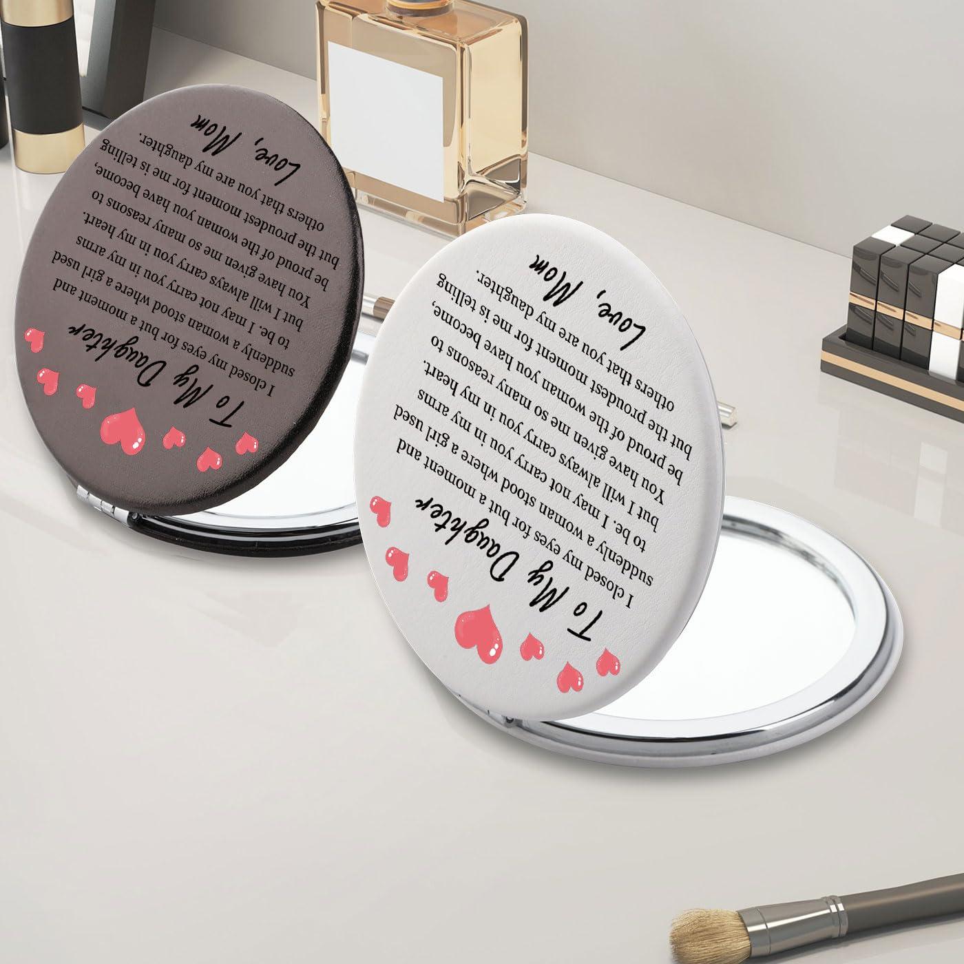 PLITI PLITI Daughter Graduation Gift Proud of Daughter Gift to My Daughter Wedding PU Leather Compact Mirror from Mom (Daughter Closed LCM)