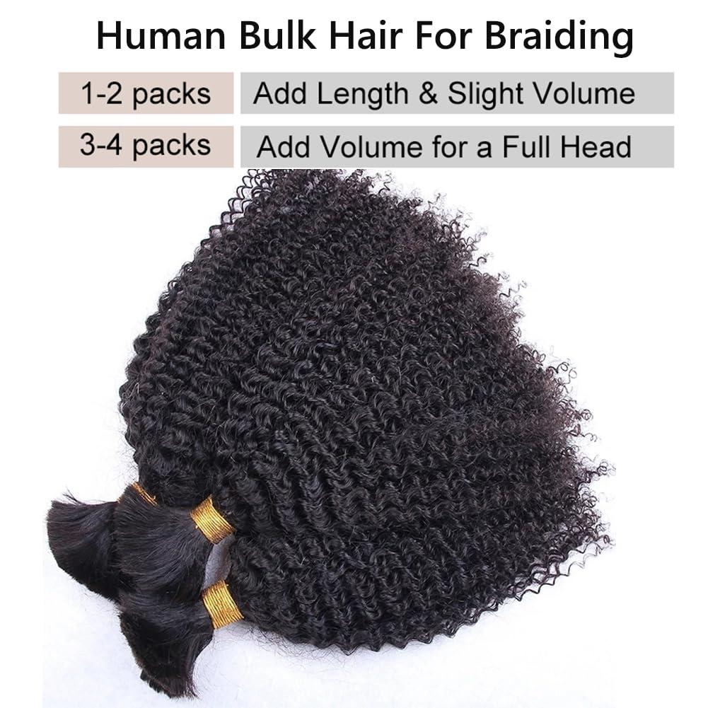 Kiss darling LASHES Afro Kinky Curly Human Hair Bulk For Braiding No Weft Braiding Hair Weaving 1Bundles 100grams Mongolian Kinky Curly Hair Bulk Extensions 18inch