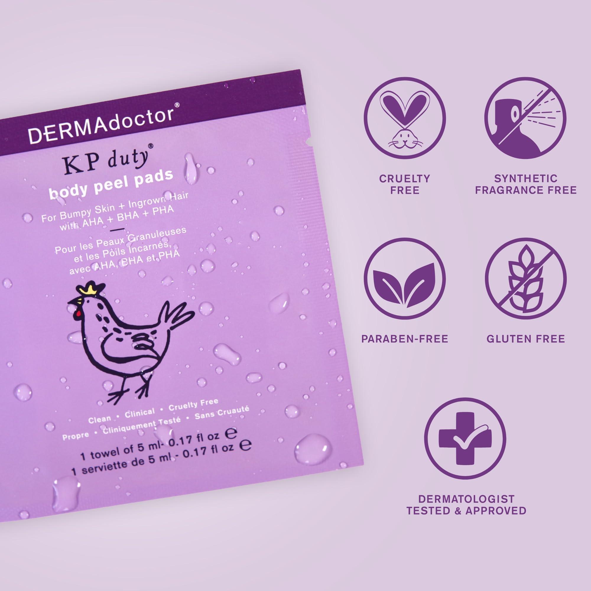 DERMAdoctor Kakadu C 20% Vitamin C Face Serum & DERMAdoctor KP Duty Body Peel Pads Bundle for Bright, Smooth Skin