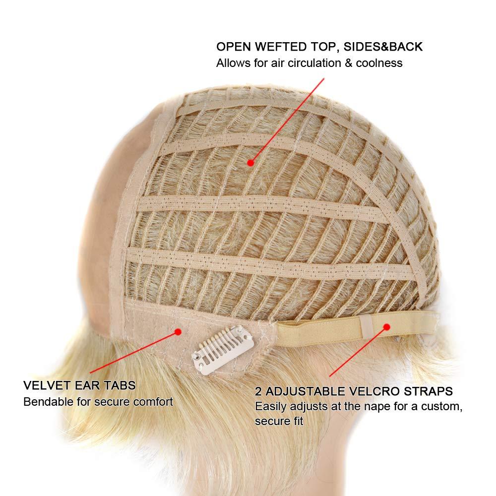 LHC Hand-Tied Mono Top Wig Brown Blonde Straight Synthetic Hair Monofilament Wigs (#P613)