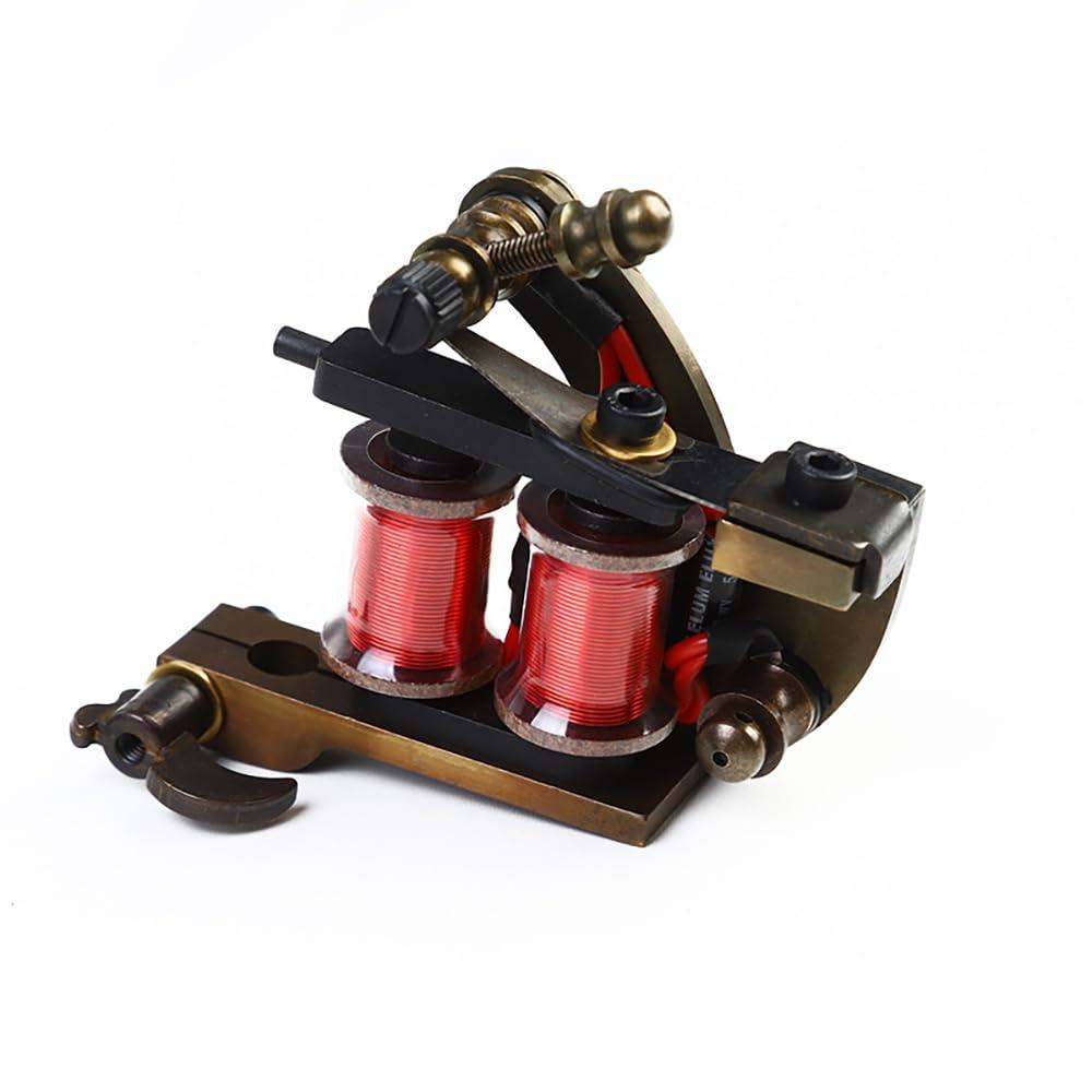 TTOOGO Professional Coils Tattoo Machine - Handcrafted Pure Brass Traditional Liner And Shader Tattoo Tool, Ideal for Continuous Precision Work,Shader