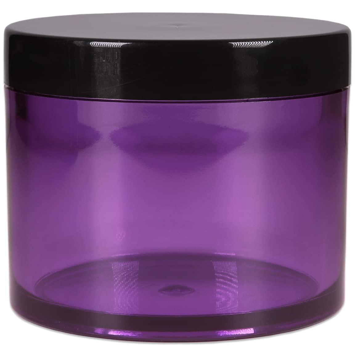 Beauticom 120g/120ml (4 Fl Oz) Double Wall Leak-Proof Plastic Jars with Flat Top Lids (Color: Purple Base w/Black Lid, Quantity: 216 Pieces)