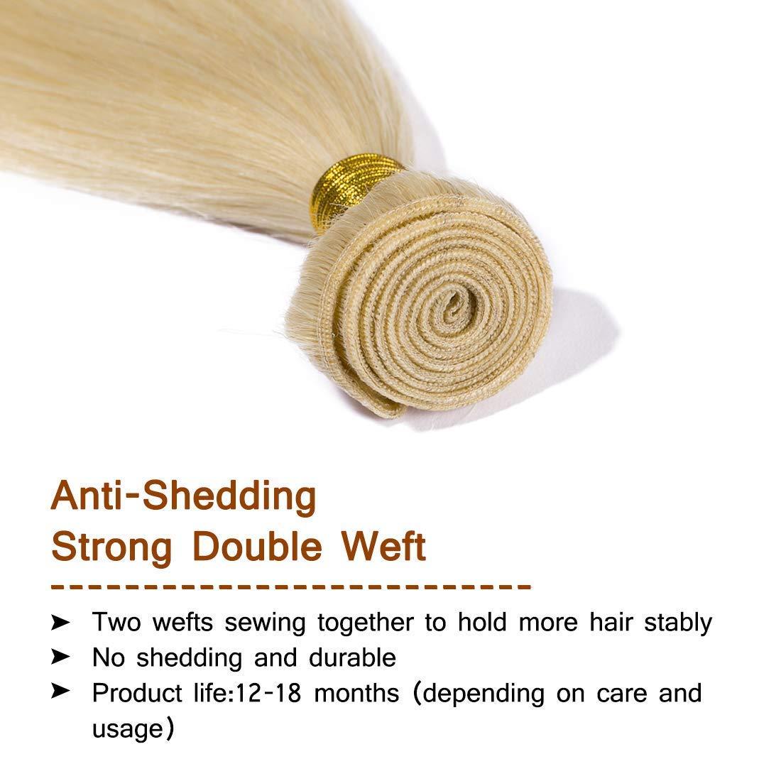 Msthoo Msthoo 613 Brazilian Virgin Hair Bundles Blonde Silky Straight Human Hair Extensions Replacement Bundle for Women 8 inches