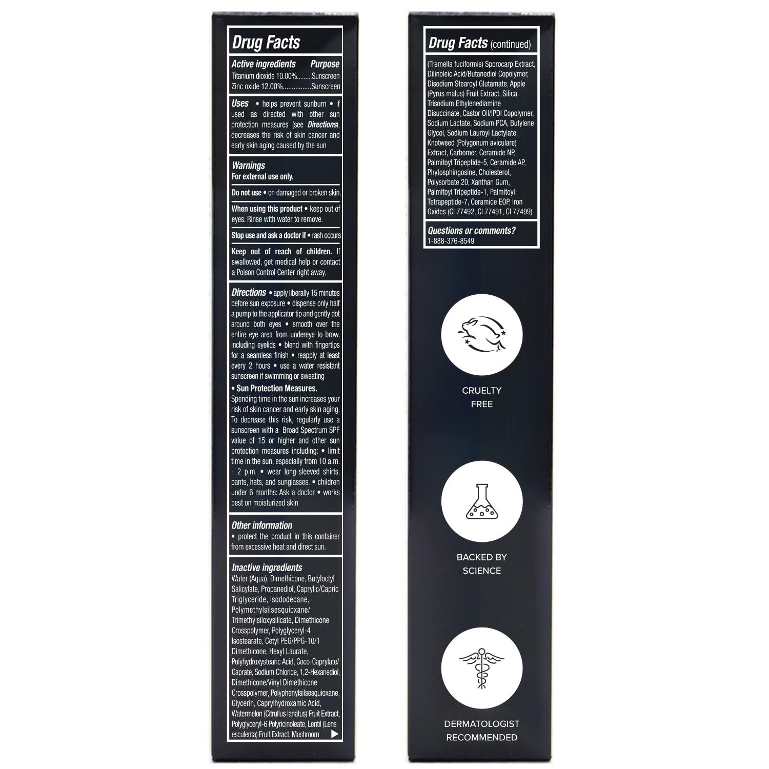 DRMTLGY DRMTLGY Luminous Eye Corrector SPF 41, Under Eye Color Corrector for Dark Circles, Anti-Aging Tinted Eye Cream, Hydrating Eye Serum with Peach Undertone FSA/HSA Eligible, Medium