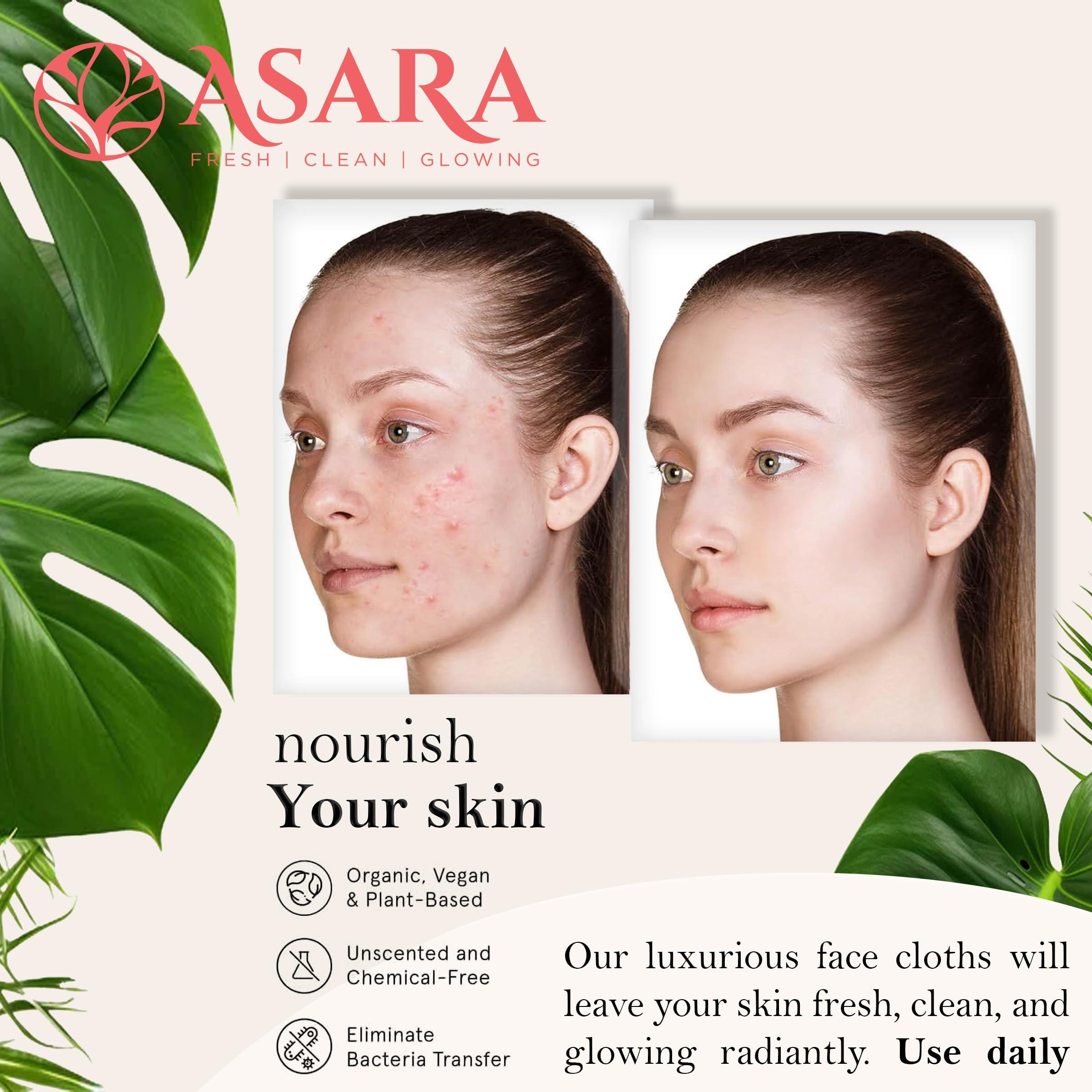 ASARA Asara Disposable Face Towel XL Facial Wipes | Organic Vegan Biodegradable | Just Add Water for Makeup Remover Wipes | Sensitive Skin Face Wipes - Clean Daily Towelettes (100 Count)