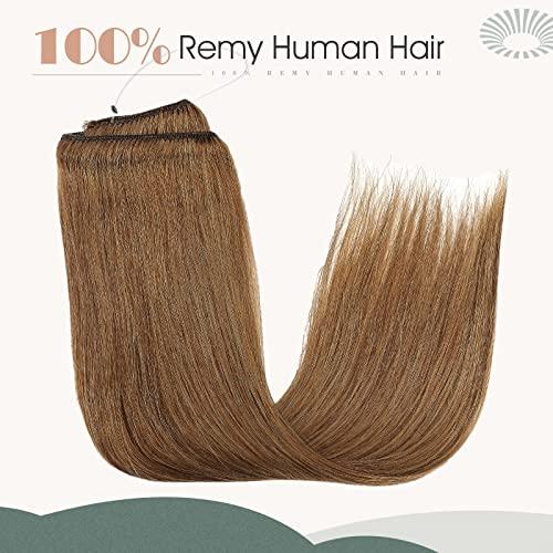 TESS Wire Hair Extensions - 100% Real Human Hair Extensions, Invisible Wire Hair Extensions Real Human Hair for Women, Straight Halo Human Hair Extension, Halo Hair Extension (16 Inch, Light Brown)