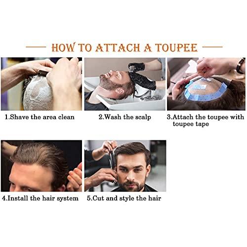 Generic Mens Toupee Men Hair System Durable Fine Monofilament European Human Hair Replacement Toupee for Men Hair Pieces Poly Coated Hair Prosthesis for Men17# DARK ASH BLONDE Medium density6*9