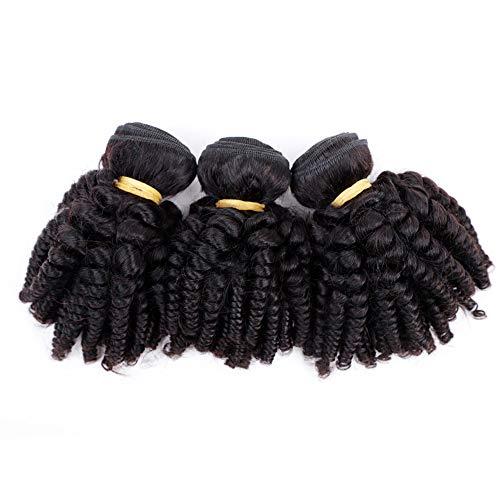 VIOLET VIOLET Brazilian Funmi Hair 3 Bundles Spiral Curl Hair Bundles Short Curly Weave 9A 100% Unprocessed Brazilian Human Hair Extensions Full Head Hair Bundles (8\" 8\" 8\", Natural Black)
