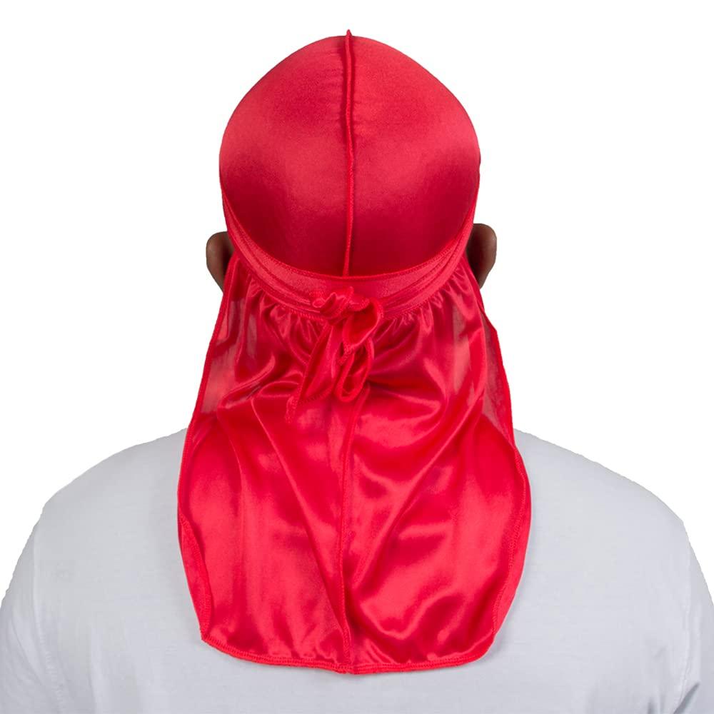 ForceWave ForceWave Silky Durag for Men Wave Cap Satin Dorag for Men Women 360 Wave Red